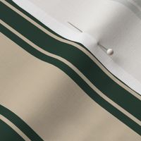 10" Vertical Dark Green vintage christmas Stripes on Sand Beige