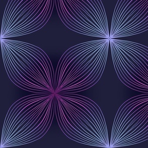 Geometric hydrangea. Art deco flower. Violet shades on Dark blue.