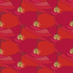 Poppy Polygon // Large Scale// Wild Flowers // Red Poppy // Orange Poppy // Pink Poppy // Summer Time // Cotton Bright Flowers