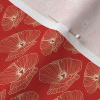Line Flowers // Normal Scale// Red Background // Wild Flowers // Red Poppy // Summer Time // Cotton Bright Flowers