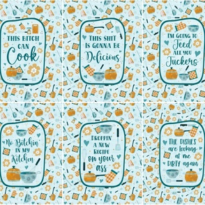 6-Pack 14x18 Panels for Kitchen Hand Towels or Wall Hangings Funny Sarcastic Sayings for Cooking Baking
