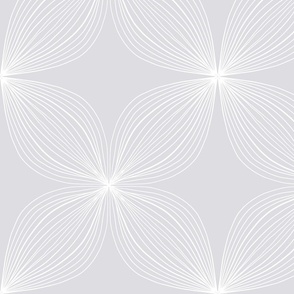 Geometric hydrangea. Art deco flower. White on grey. Delicate wallpaper.