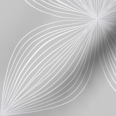 Geometric hydrangea. Art deco flower. Light grey on grey.