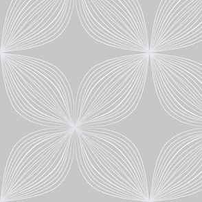 Geometric hydrangea. Art deco flower. Light grey on grey.