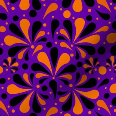 Halloween Swirls in Black Pumpkin on Purple Small Scale