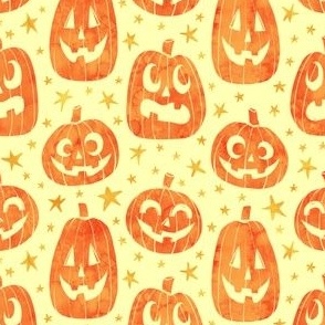 Jack O' Lanterns and Stars Yellow