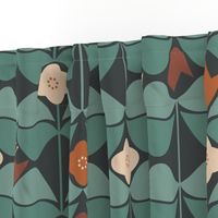 Retro Floral Curtains Flowers