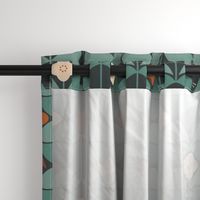 Retro Floral Curtains Flowers