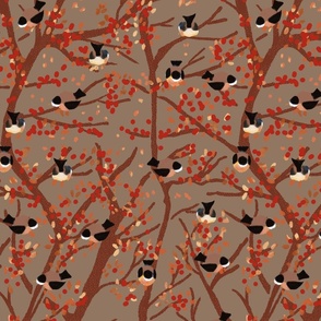 Birds in a autumn tree  - medium Size