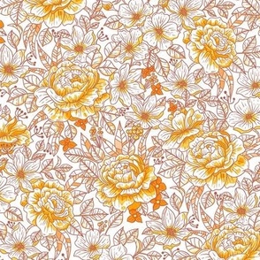 Victorian Flowers Romantic Scenery / White Version / Small Scale