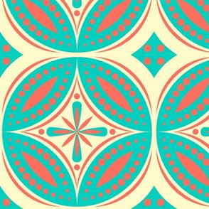 Moroccan Tiles (Turquoise/Coral)