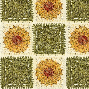 Sunflower Granny Squares Watercolor