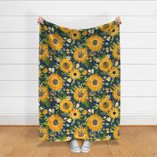 sunflower fields for fall on navy - large