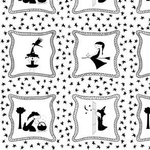 Witchy Things in Black and White Fabric