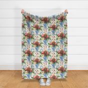 Vintage Stripe Floral Bouquet - Retro Floral Curtains 