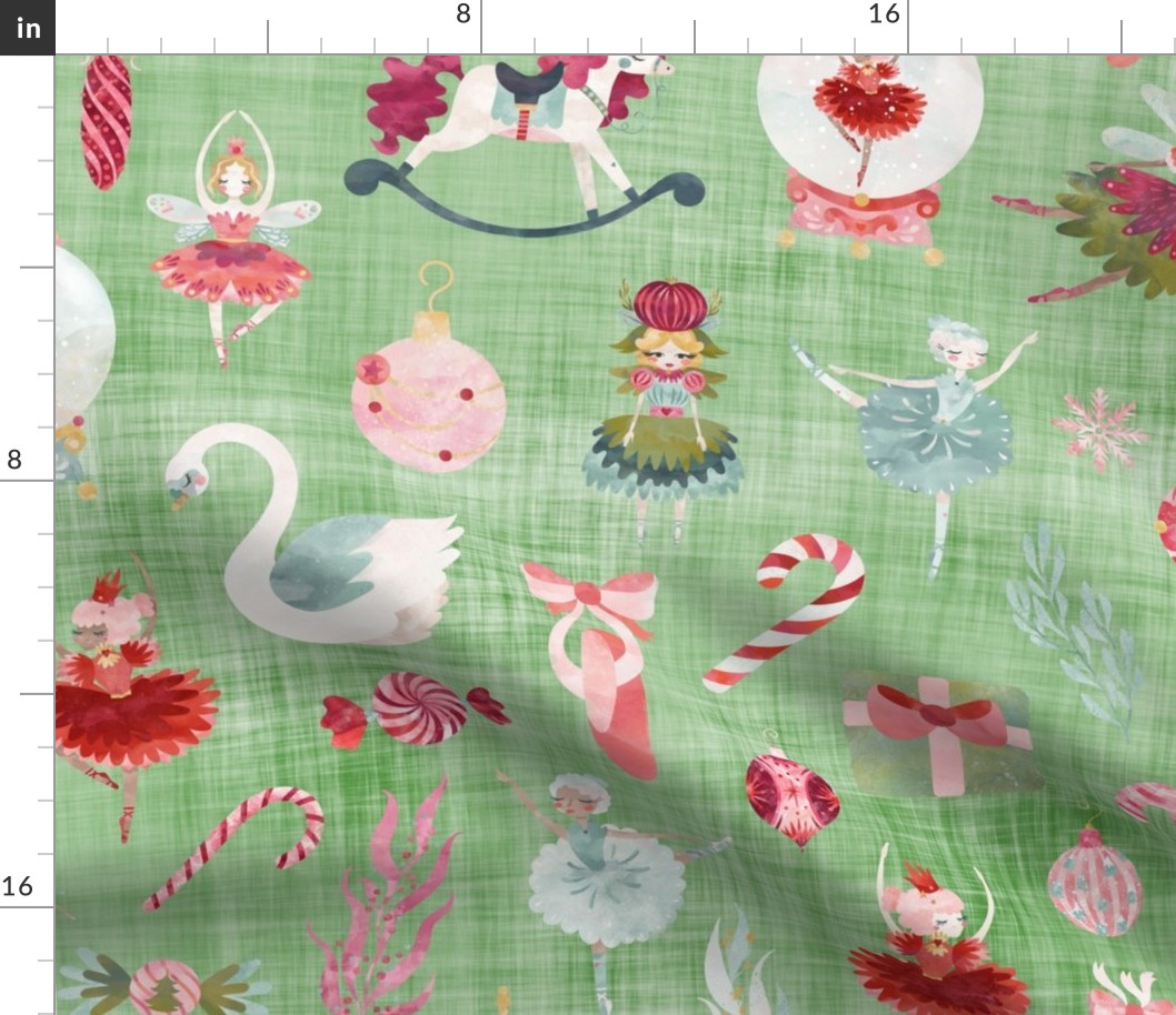 sugar plum dance green linen