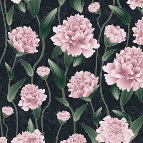 peonies art nouveau_blush and back