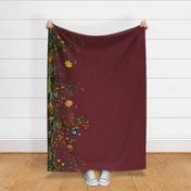 Floral Rococo skirt- or apron embroidery - Red