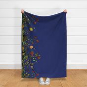 Floral Rococo skirt- or apron embroidery - Blue