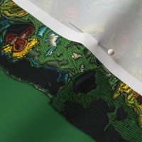 Floral Rococo skirt- or apron embroidery - Green