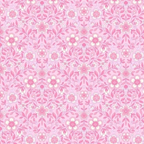 Retro Boho Meadow Flowers candy pink Regular Scale by Jac Slade