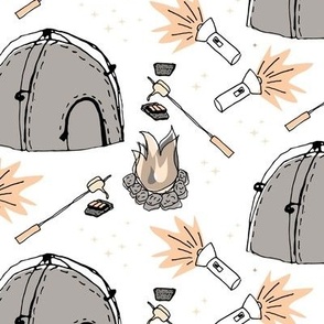 Earthy Colors Camping Pattern - Smooth Creamy Outdoor Design