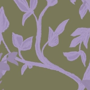 Tree Branches - Wintery Purple  with Moss Green - Custom Color