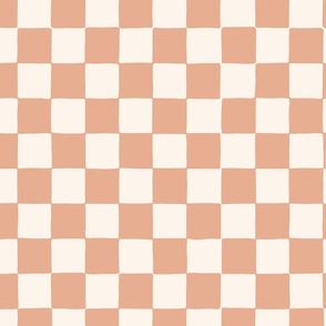 large scale Organic retro checkerboard in Rose Pink