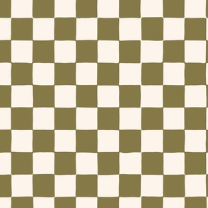 large scale checkers wallpaper checkerboard in Moss Green