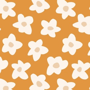 Graphic Flowers Cream on Butterscotch yellow