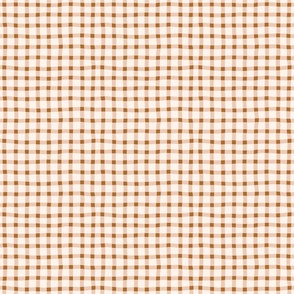 Wobbly Gingham Check Plaid in Copper and Pink