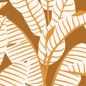 Playful Tropical Palms on Copper Brown