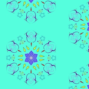 Mandala Art with greenish blue background