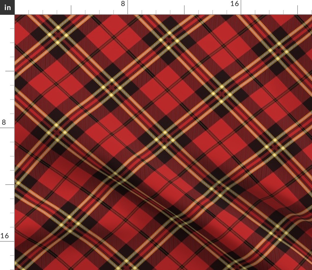 14" Red And The Blackest Scottish Highland cabincore Tartan