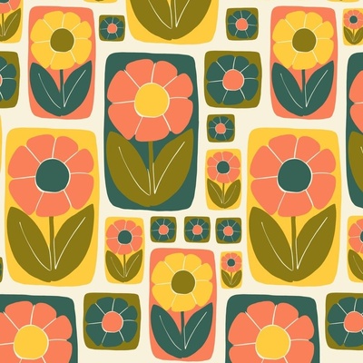 Retro Vibe Wallpaper Fabric, Wallpaper and Home Decor | Spoonflower