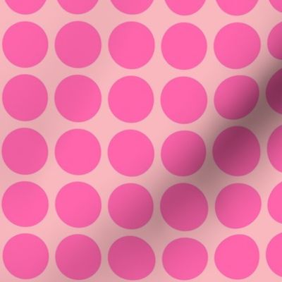 Small - Retro pink polka dots - vintage inspired pink mod circle fabric - simple bold geometric