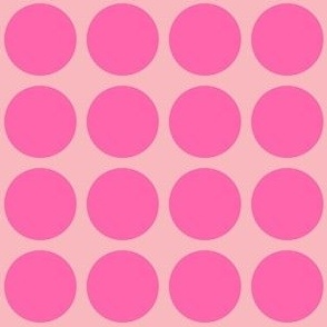 Small - Retro pink polka dots - vintage inspired pink mod circle fabric - simple bold geometric