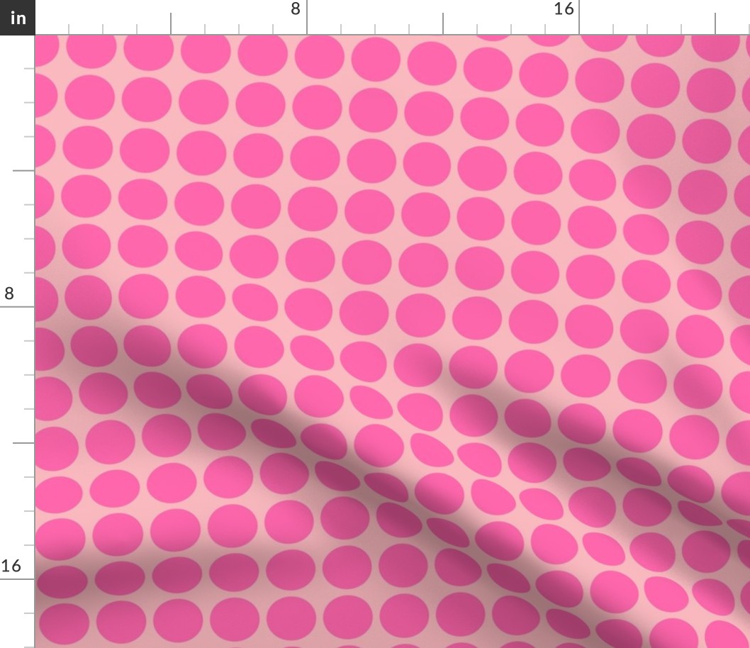 Small - Retro pink polka dots - vintage inspired pink mod circle fabric - simple bold geometric