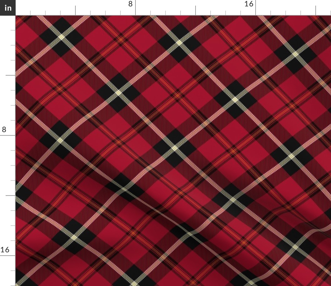 14" Red And The Blackest Diagonal Wintry Scottish Highland cabincore Tartan