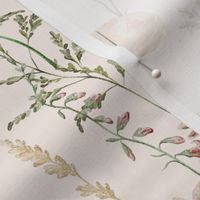 14" Hand painted watercolor ikebana wildflowers meadow - blush - off white