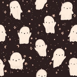 Happy Halloween Ghouls 8x8 Cute Spooky Scary Halloween Ghosts Black And White