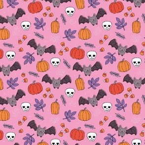 Sweet boho style halloween bats pumpkins and leaves halloween candy garden pink orange purple girls SMALL