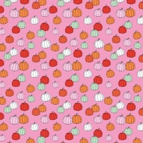 Raw minimalist pumpkin garden fall design in nineties mint pink and red SMALL