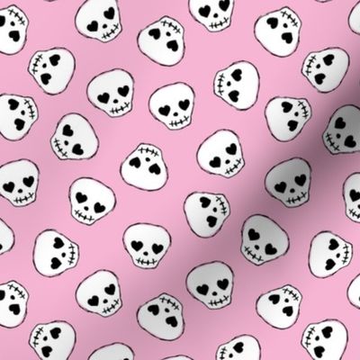 Little day of the dead love skulls halloween kids design on pink