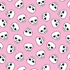 Little day of the dead love skulls halloween kids design on pink