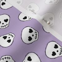 Little day of the dead love skulls halloween kids design on lilac purple 