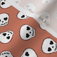 Little day of the dead love skulls halloween kids design on stone red