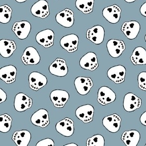 Little day of the dead love skulls halloween kids design on moody blue