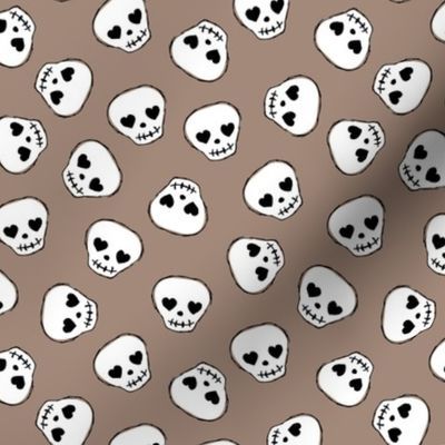 Little day of the dead love skulls halloween kids design on mud brown