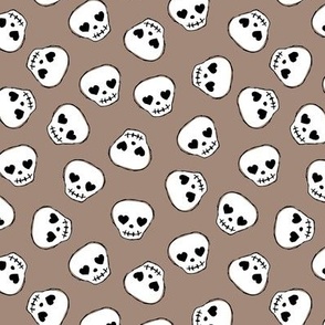 Little day of the dead love skulls halloween kids design on mud brown